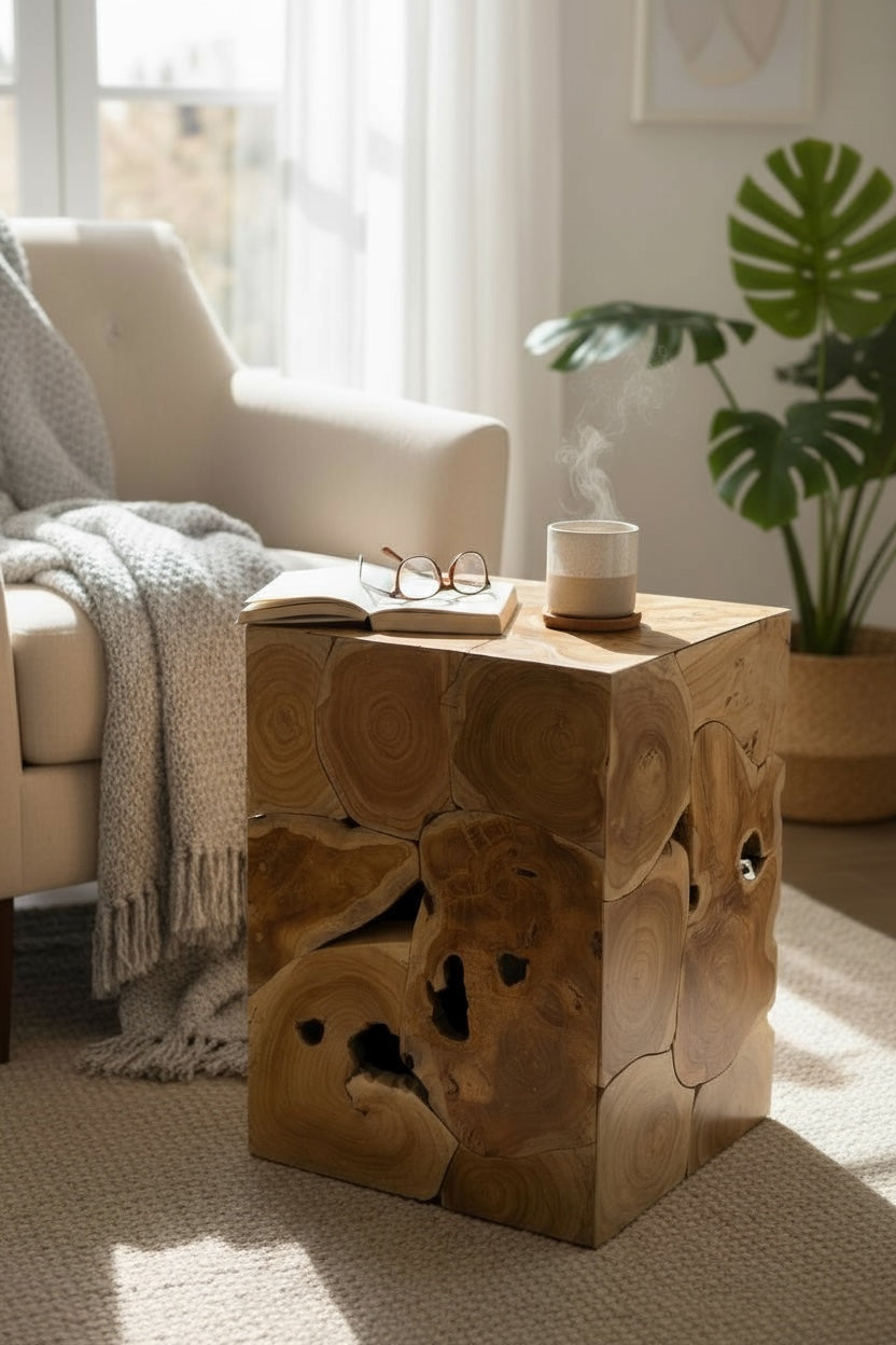 Teaka Beistelltisch - Holzmosaik