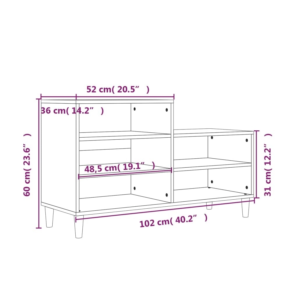 Schuhregal 102X36X60 Cm Holzwerkstoff Weiß