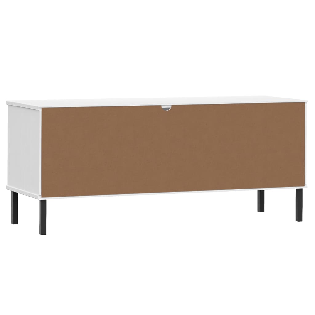 Schuhregal Oslo Mit Metallbeinen 106X35X45 Cm Massivholz Weiß