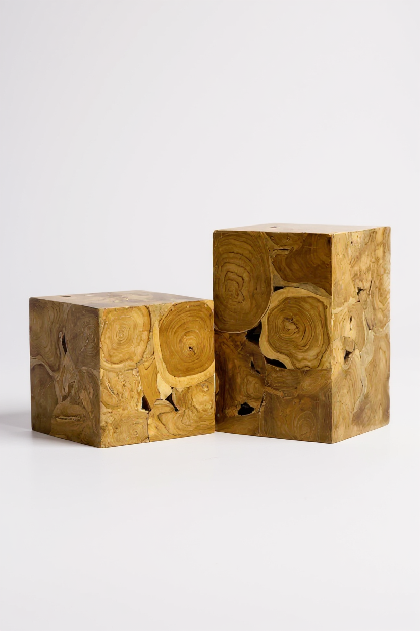 Teaka Beistelltisch - Holzmosaik