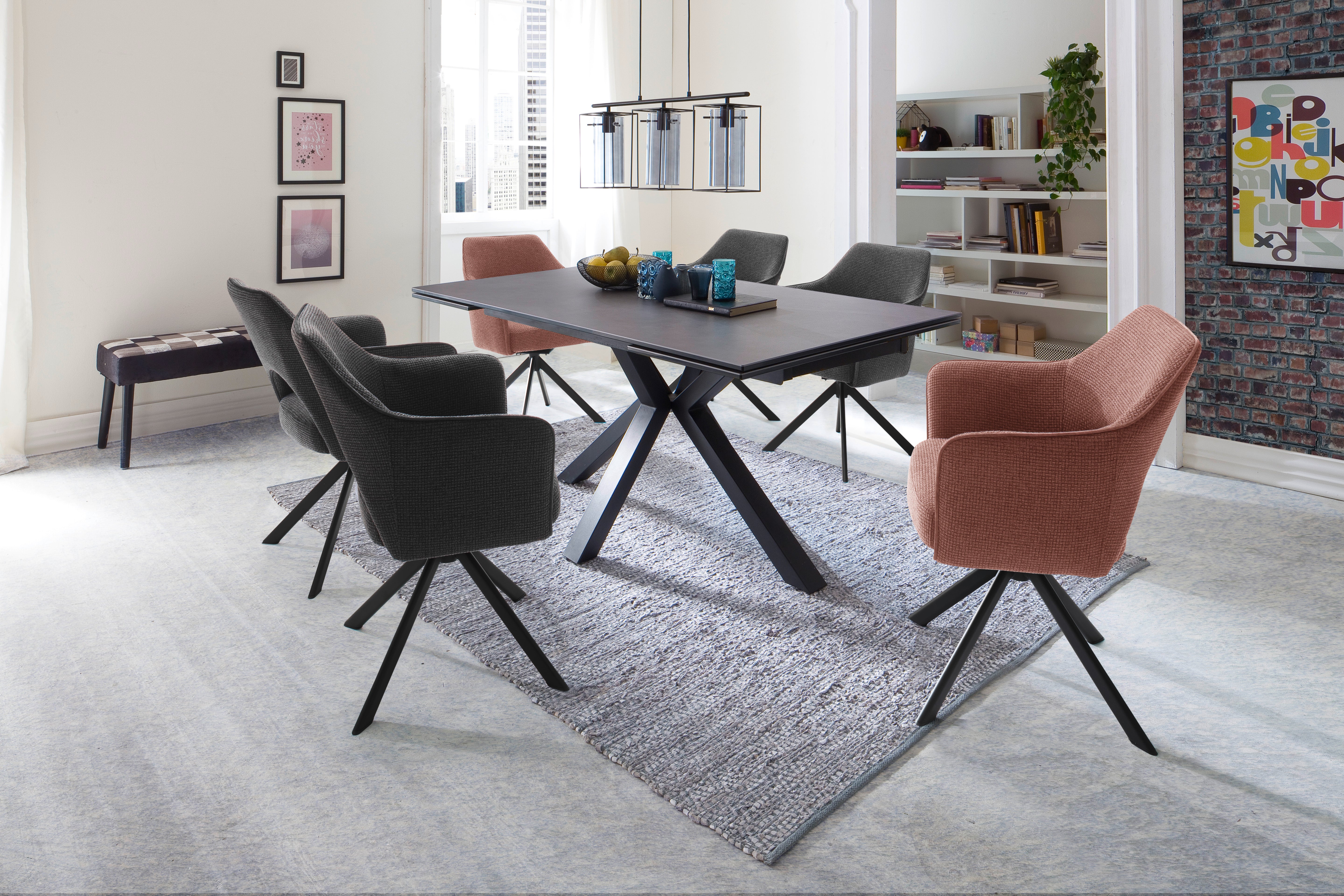 TONALA 4-Fuß Stuhl mit Armlehnen - 2er Set